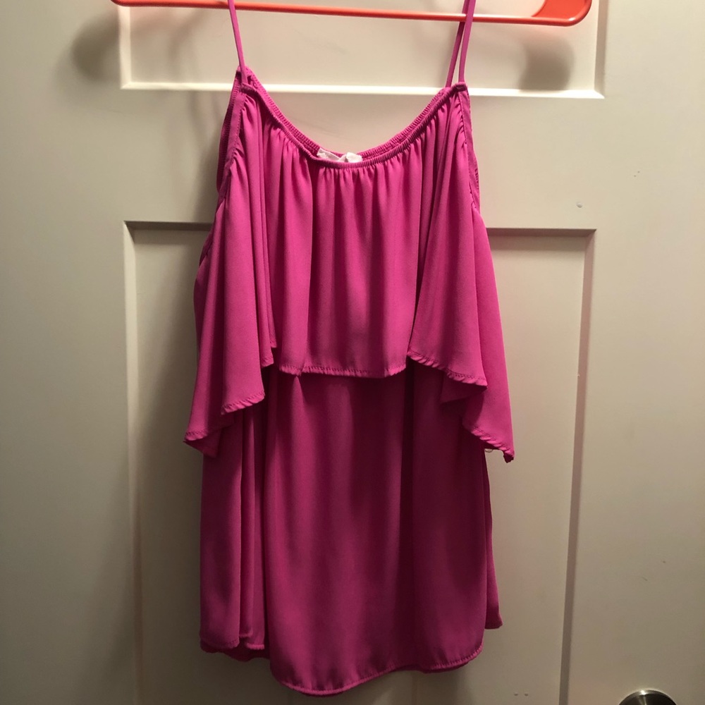 Pretty pink off the shoulder tank